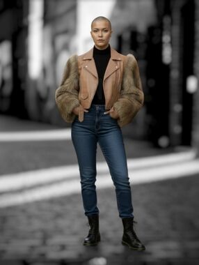 NWT Azalea Wang Moto Jacket ▪︎ Faux Fur Sleeves ▪︎ Faux Leather ▪︎ Brown MD